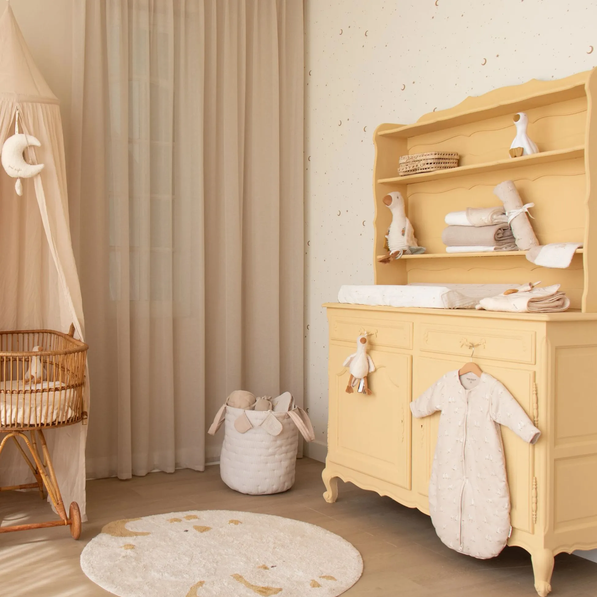 Aankleedkussenhoes - Wit - Newborn Naturals - Moon & Stars