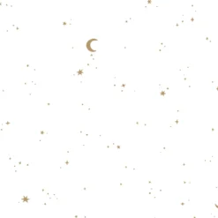 Behangstaal vliesbehang – Wit – Newborn Naturals – Moon & Stars