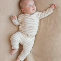 Broek - Zand - Newborn Naturals - Gestreept