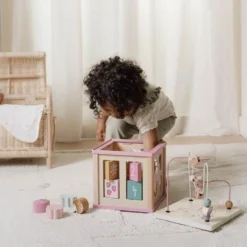 Houten activiteitenkubus - Roze - Fairy Garden