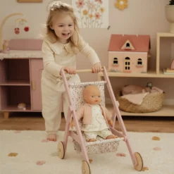 Houten poppenbuggy - Roze - Essentials