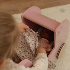 Houten poppenwagen - Roze